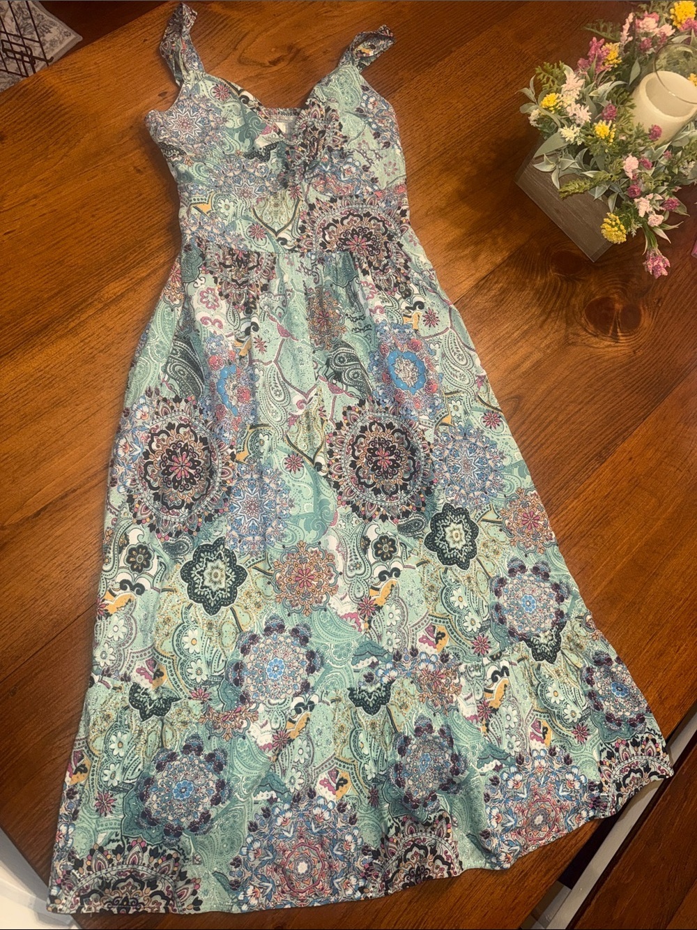 Maurices Mint Paisley Print Maxi Dress